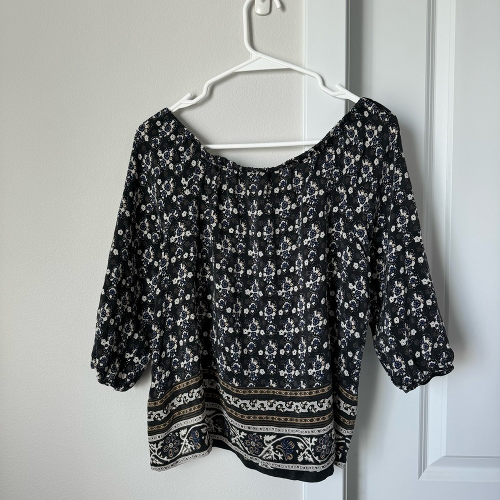 Madewell Gardenhouse Off the Shoulder Top Size Small 100% Silk Boho Floral - Picture 7 of 11